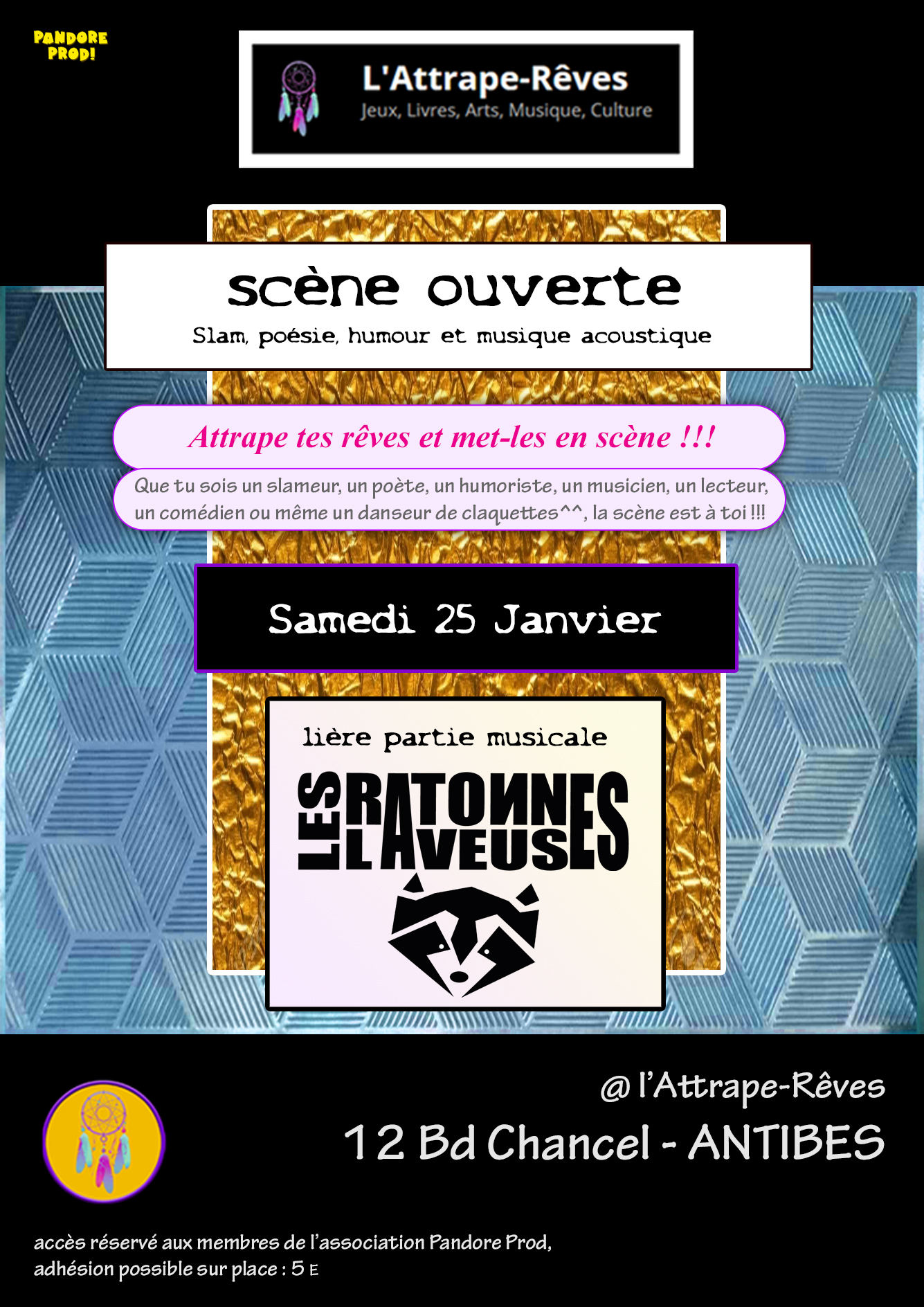 Affiche de la 3e édition de la scène ouverte de l'Attrape-Rêves