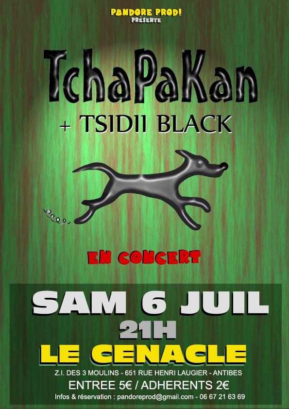 Affiche du concert Tchapakan et Tsidii Black au Cénacle, 6 juillet 2013